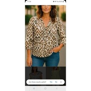 Zara NWT ikat buttondown top blouse womens XS balloon sleeve boho peasant roomy